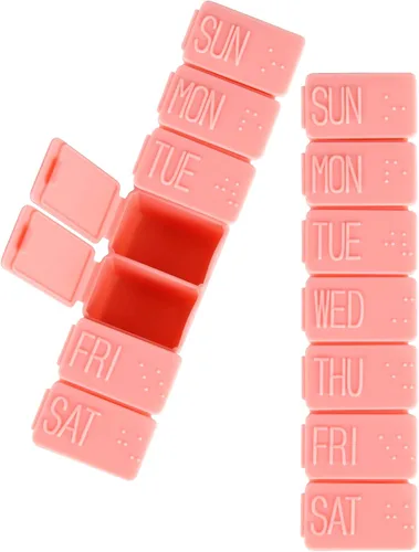 Vista 6 de 2 paquetes de organizador semanal de pastillas, pastillero diario de viaje con 7 compartimentos, organizador de medicamentos, pastillero de 7 días