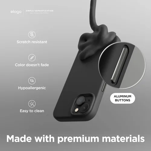 Vista 5 de elago - Carcasa magnética de silicona para iPhone 15, color negro Compatible con MagSafe, imanes integrados, silicona de agarre suave, a prueba