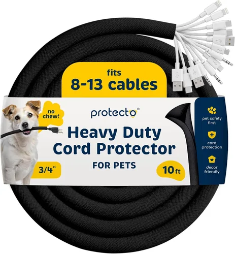Vista 9 de PROTECTO Protector de Cables Resistente para Perros y Gatos, Funda Larga de 10 Pies, Cubierta de Cable de 1/2 Pulgada Fácil de Usar para Mascotas