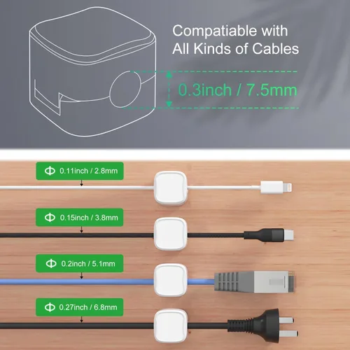 Vista 3 de Rangrak - Paquete de 6 clips magnéticos para cables, organizador de cables debajo del escritorio, organizador de cables adhesivo Rangrak