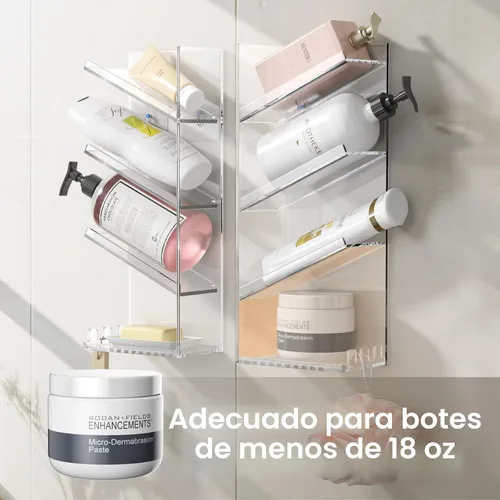 Vista 5 de AITEE Organizador de Baño Acrílico Caddy, Soporte Transparente para Champú Montado en la Pared, Organizador de Ducha con Ventosa, Sin Perforaciones