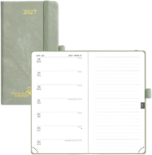 Vista 35 de POPRUN Agenda semanal y mensual 2027, libro de citas grande de 8.5 x 10.5 Verde oliva