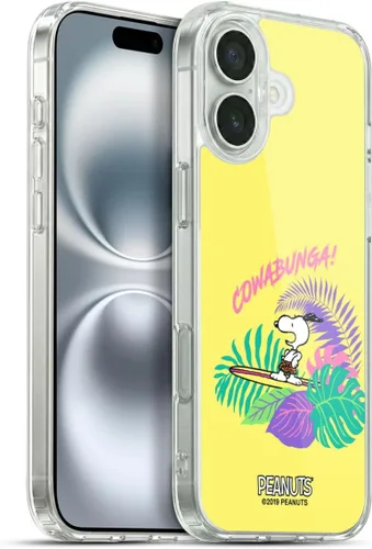 Vista 97 de Head Case Designs Funda de gel suave con licencia oficial de Peanuts Tropical Surf Snoopy Aloha Disco compatible con Apple iPhone 13 Mini Surf