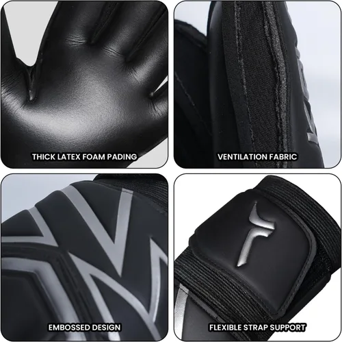 Vista 6 de Kalci Guantes de portero de fútbol con acolchado de espuma de látex para niños/adultos, protección de dedos transpirables, guantes de portero
