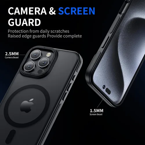 Vista 4 de Funda magnética fuerte para iPhone 16 Pro Max [protección de grado militar de 10 pies] compatible con MagSafe a prueba de golpes, delgada funda