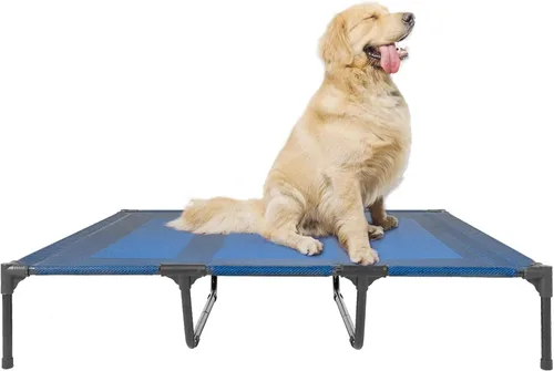Vista 15 de suddus Cama elevada para perros medianos, cuna refrescante de doble soporte con malla Teslin, cama portátil impermeable para mascotas