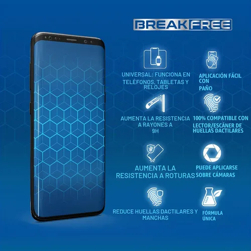 Vista 4 de BREAK FREE Protector de pantalla de vidrio líquido con cobertura de $350 Nano protección resistente a roturas y arañazos para todos los teléfonos