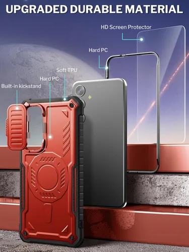 Vista 3 de ExoGuard Funda para Samsung Galaxy S24 Plus con protector de pantalla, funda protectora de goma de cuerpo completo con cubierta de cámara y función