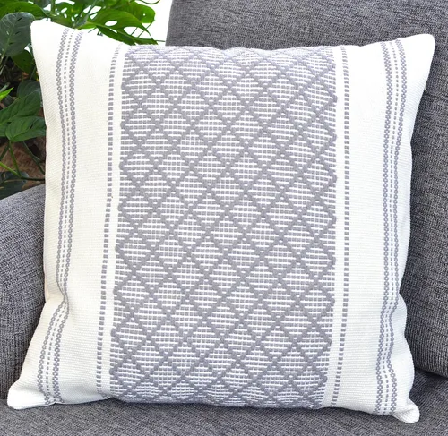 Vista 16 de Funda de almohada tejida de algodón, color verde oliva/blanco roto, 16 x 16 pulgadas (una sola pieza)