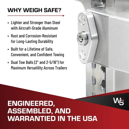 Vista 6 de Weigh Safe Enganche de Remolque de 180 Grados - Enganche de Remolque Ajustable para Remolque - Compatible con Receptores de 3" - Caída de 6", Bolas