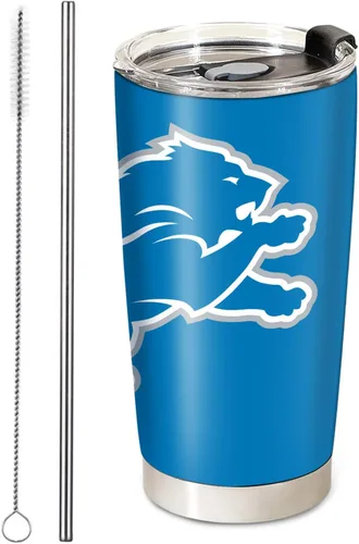 Vista 3 de Taza de fútbol aislada para café, vaso de viaje de acero inoxidable de 20oz con aislamiento al vacío, tapa y popote, tazas de café para bebidas