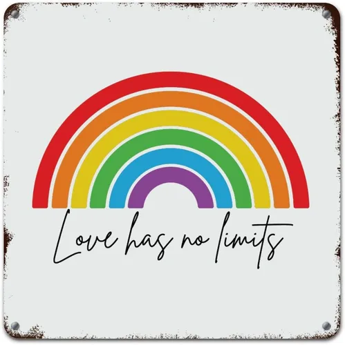 Vista 12 de Placa de pared con diseño de bandera de Estados Unidos, diseño retro vintage de arcoíris, letrero de metal LGBTQ, orgullo gay, regalo del mes
