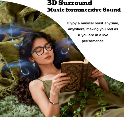 Vista 6 de Lentes inteligentes AI con asistente de voz, gafas de cámara HD de 8 MP, gafas de sol de grabación de video 1080P, reducción de ruido de chip