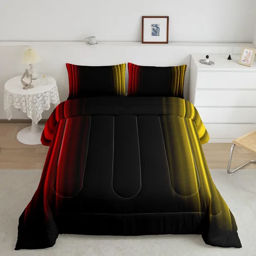 Vista 33 de Feelyou Juego de edredón geométrico degradado para adolescentes, tamaño individual, para niños y mujeres, azul, rojo y negro, juego de ropa de cama