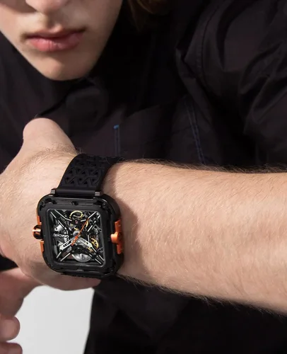 Vista 5 de CIGA Design Mechanical Automatic Watch X Series SUV Inspired Anti-Shock Design Sapphire Crystal Analog Skeleton Watches with Silicone and Nylon
