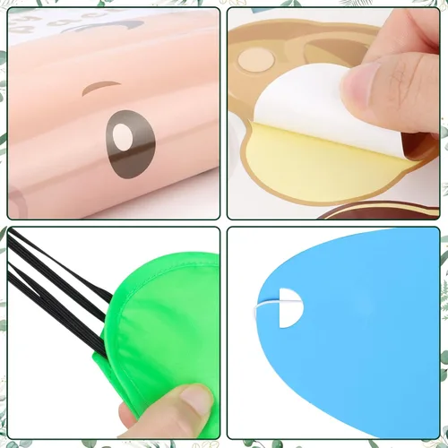 Vista 4 de Hxezoc Juegos de baby shower Pin The Chupete en el juego del bebé con 36 calcomanías para chupete, juegos de póster de bebé verde grande para fiesta