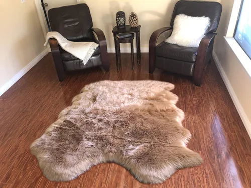 Vista 40 de LAMBZY Alfombra de piel de oveja auténtica, parte inferior gruesa y fuerte, fácilmente lavable, resistente a las manchas, perfecta para sala
