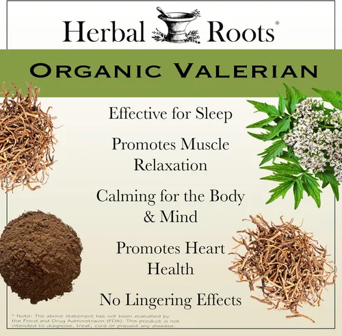Vista 3 de Herbal Roots Cápsulas de raíz de valeriana orgánica pura, 900 mg, sin formación de hábito, sin melatonina, sin OMG, 60 cápsulas veganas, suplemento