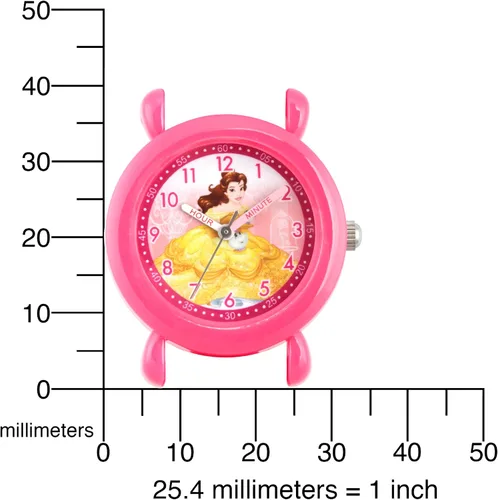 Vista 5 de DISNEY Princess - Reloj analógico de cuarzo con correa de silicona para niños, Rosado, Classic