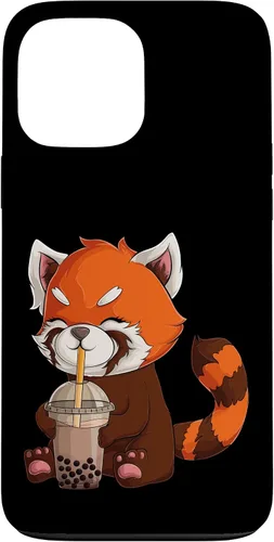 Vista 24 de Kawaii Red Panda Drinking Boba Bubble Tea Japanese Anime Case for iPhone 17