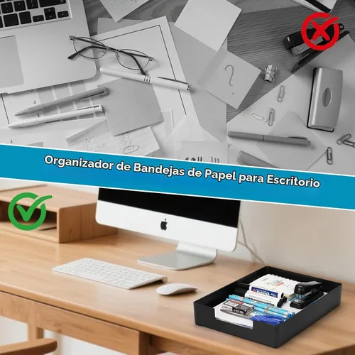 Vista 5 de Bandeja de cartas, bandeja organizadora de escritorio, bandeja organizadora de papel de plástico A4 para escritorio, bandeja de entrada rectangular