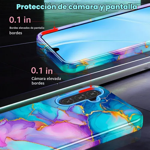 Vista 5 de Hekodonk Funda para Galaxy A17 5G/Galaxy A16 5G, resistente cuerpo completo, protección a prueba de golpes, 3 en 1, híbrida de policarbonato duro