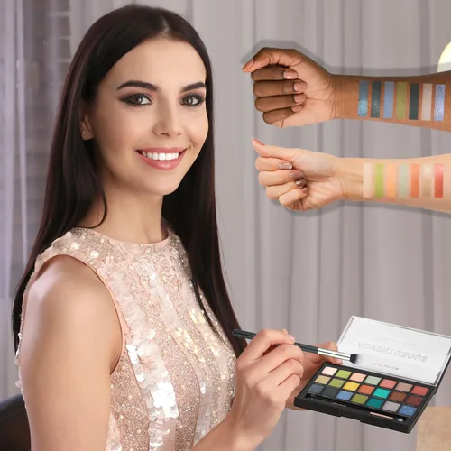 Vista 3 de Profusion Cosmetics Paleta de sombras de ojos de 21 tonos con pincel, mate mezclable, brillante y tonos metálicos en tonos neutros llamativos