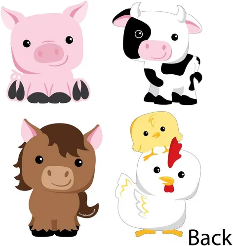 Vista 4 de Big Dot of Happiness Animales de granja – Decoración de vaca, caballo, cerdo y pollo, artículos esenciales para baby shower o fiesta de cumpleaños