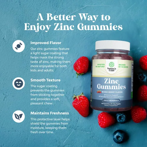 Vista 2 de Gomitas de zinc extra fuertes para adultos, suplementos de zinc masticables para mujeres y hombres para apoyo energético e inmunológico, vitaminas
