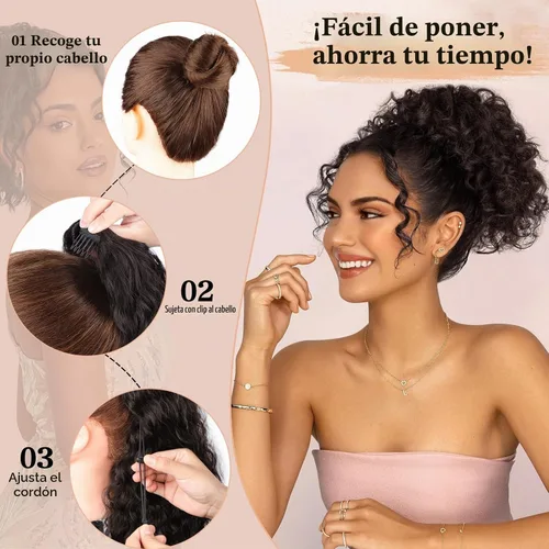 Vista 7 de FREEMEIGE Extensión de cola de caballo, cola de caballo rizada ondulada de 8 pulgadas para mujeres negras, corto, suave, natural, sintético, grueso