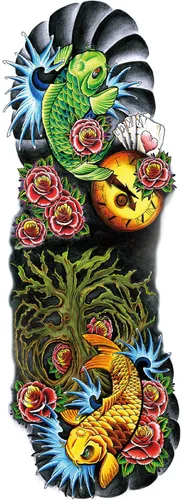 Vista 3 de Tatuajes temporales coloridos del brazo lleno de las etiquetas engomadas