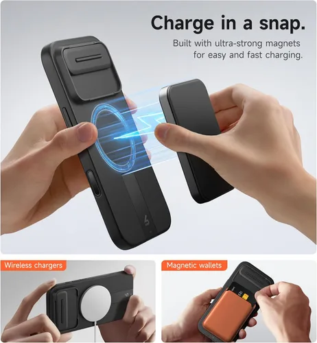 Vista 3 de SURITCH Funda para iPhone Air con cubierta de control de cámara, funda deslizante para cámara y soporte ajustable, compatible con MagSafe, a prueba