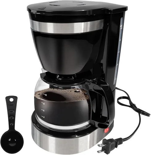 Vista 10 de Cafetera de goteo de 5 tazas de café antigoteo de un solo toque con jarra de filtro reutilizable, para mantener el calor, cuchara, cafetera