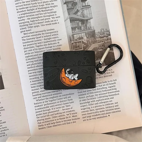 Vista 2 de Funda protectora de silicona suave con diseño de astronauta de diseño bonito compatible con auriculares Sony WF-1000XM4, funda protectora con negro