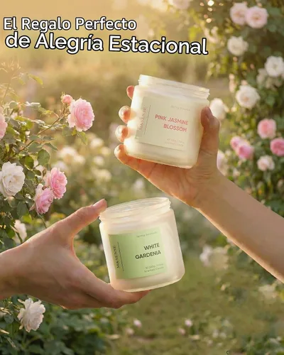 Vista 6 de M&SENSE Vela perfumada rosa de jazmín – Cera de soja natural de 11.6 onzas, 70 horas de tiempo de combustión de larga duración, vela de primavera
