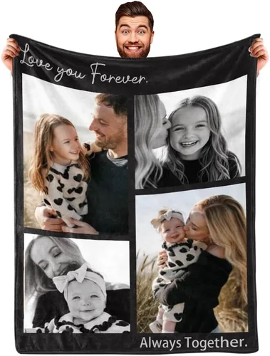 Vista 15 de DayOfShe envía al día siguiente, mantas personalizadas con fotos para regalos de novia, mantas personalizadas para esposa con imagen, manta