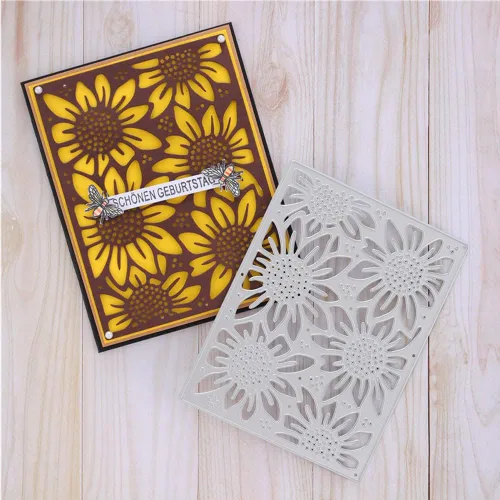 Vista 2 de COMFEELING Troqueles de metal con diseño de girasol para hacer tarjetas, plantilla de marco para manualidades, álbum de fotos, álbum de recortes