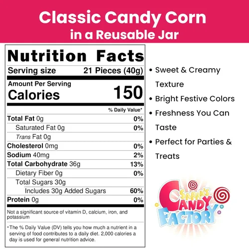 Vista 2 de Sarahs Candy Factory Candy Corn en Frasco, 3 Libras