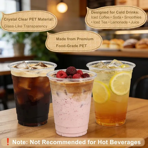 Vista 4 de Zcaukya Paquete de 100 vasos de plástico de 16 onzas con tapas y pajitas, vasos transparentes desechables para café helado, refrescos, batidos