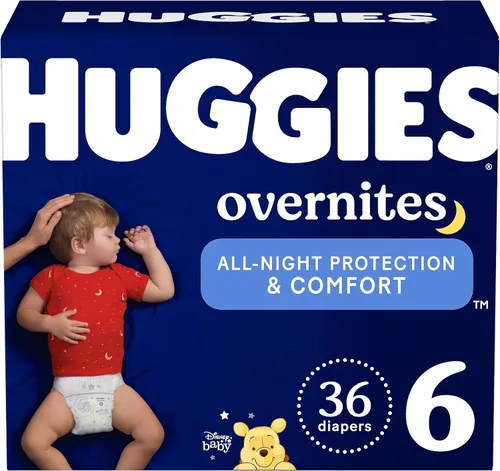 Vista 15 de Huggies Pañales Overnites: pañales para bebé, talla 6 (35+ libras), 72 unidades, el embalaje puede variar
