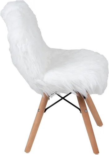 Vista 10 de Flash Furniture Silla de acento blanca para niños Shaggy Dog