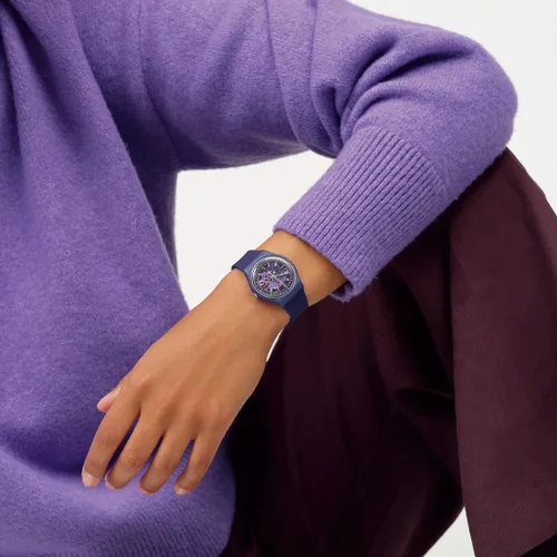 Vista 5 de Swatch Reloj Unisex Photonic Purple SO28V102, correa, Moderno
