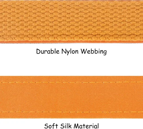 Vista 4 de Lionet Paws Arnés para perro, arnés de nailon de seda ajustable sin tirones con hebilla de metal para perros pequeños, fácil caminar, naranja, S