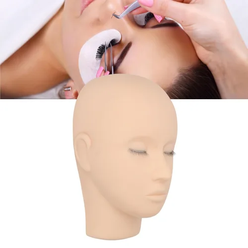 Vista 8 de Cabeza de maniquí de pestañas, cabeza de maniquí de extensión de pestañas, cabeza de práctica de goma de maquillaje de 3 capas, cabeza de muñeca