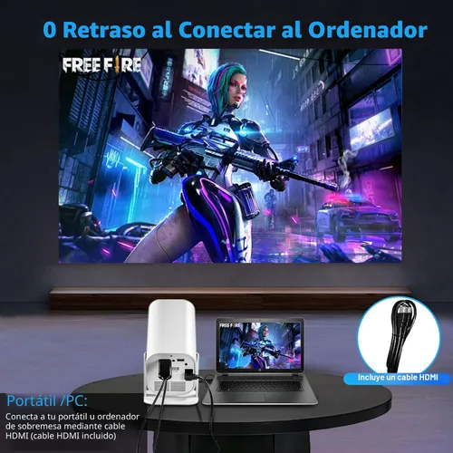 Vista 4 de Mini proyector para iPhone, proyector de dormitorio 1080P, proyector Blanco