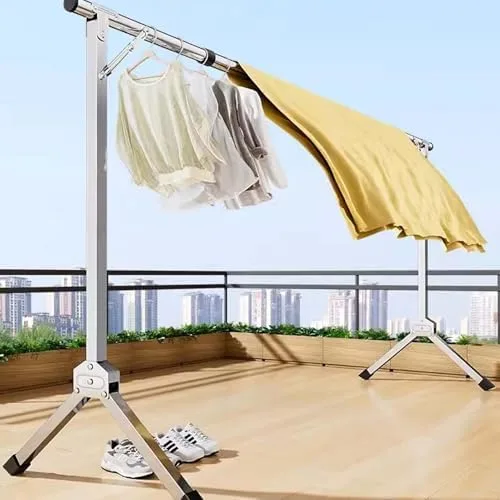 Vista 2 de Heavy-Duty Foldable Laundry Drying Rack, Collapsible Clothes Dryer, Extendable 47-94 Inches, Free-Standing Garment Rack for Efficient Air Drying &