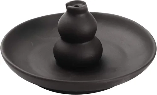 Vista 3 de Ouliget Quemador de incienso de cerámica esmaltada marrón, estilo calabaza, quemador de incienso, soporte para incienso.