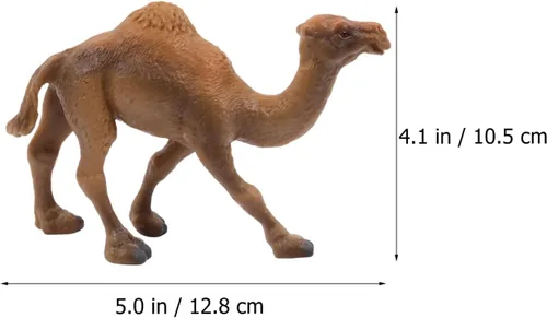Vista 5 de Kisangel - Figura realista de camello de 4.33 pulgadas, juguete de animales del desierto de vida silvestre caqui, figura de juego educativo