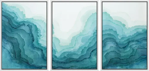 Vista 62 de SIGNWIN Lienzo enmarcado para pared, vista aérea de palmeras tropicales en un cielo azul, fotografía del océano costero, arte moderno, panorámico