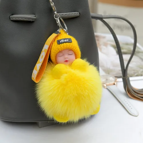 Vista 5 de Llaveros de muñeca mullidos para dormir, gorro de punto, multicolor, accesorios para mujeres y hombres